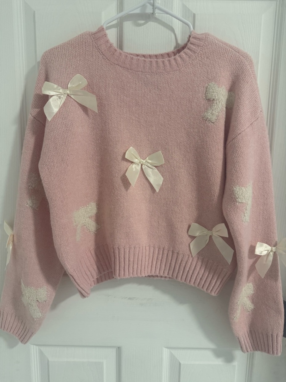 Bow Sweater Pink NWT Size L